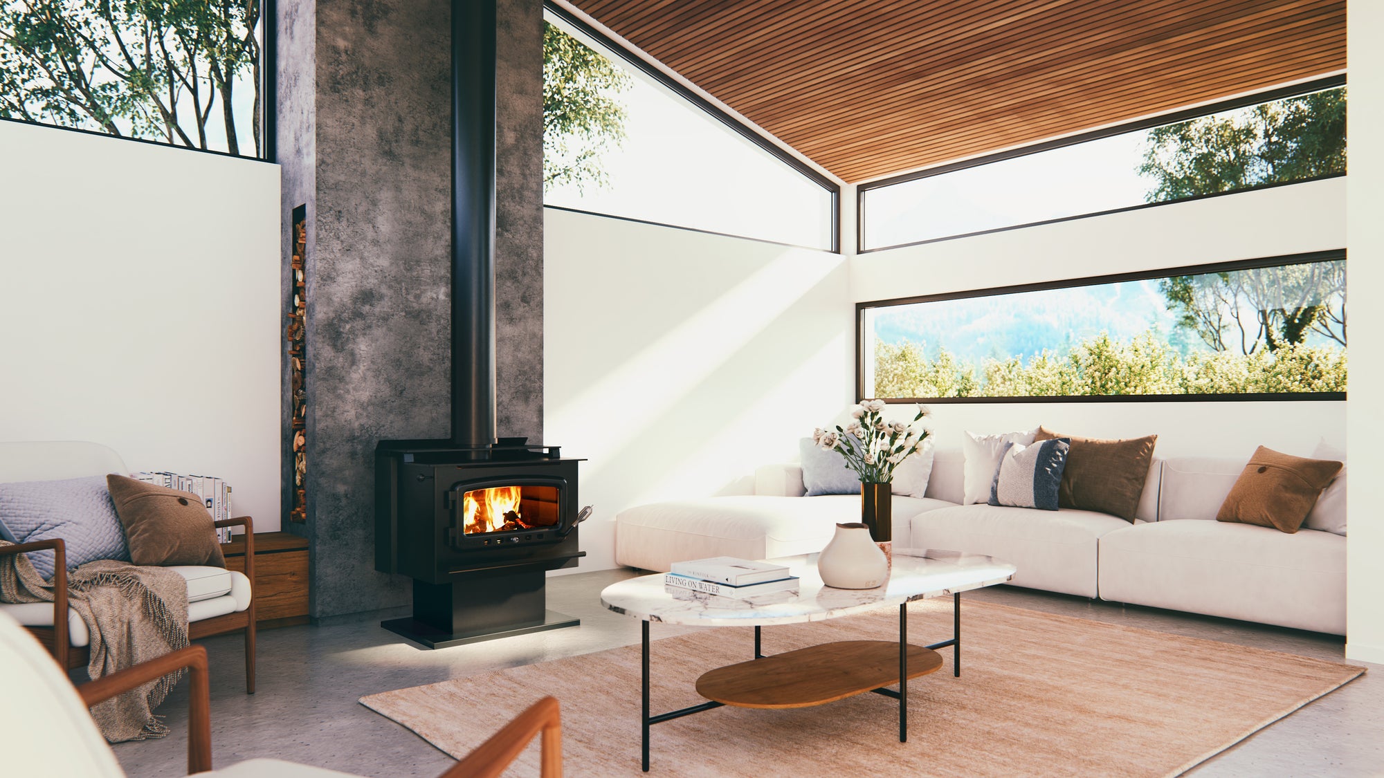 Nectre Mega on Pedestal Freestanding Wood Heater