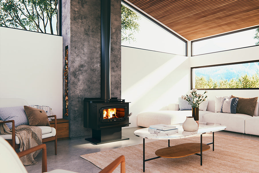 Nectre Mega on Pedestal Freestanding Wood Heater