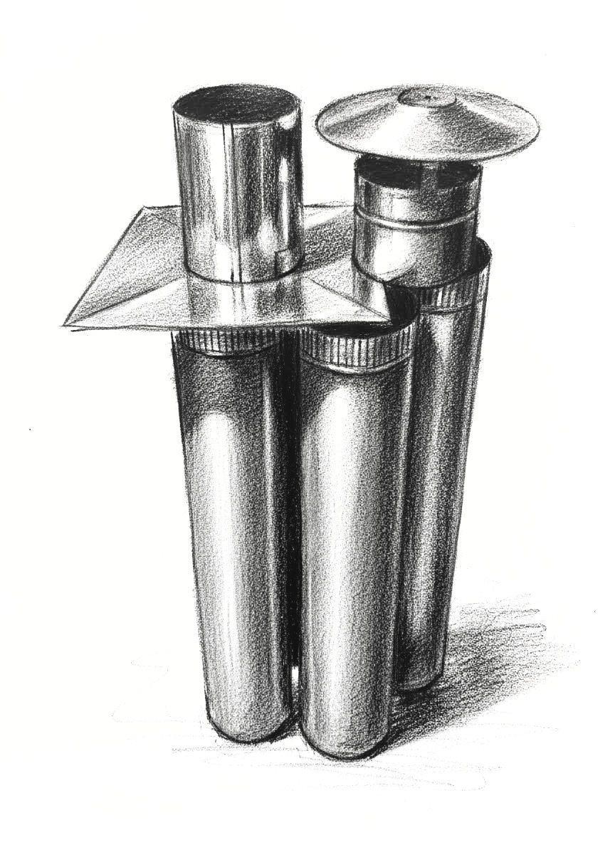6" Freestanding Decorative Flue Kit - Slotted (4m) with Anti Down Draft Cowl